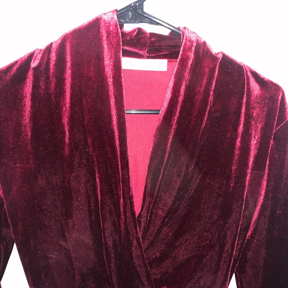 Red velvet fitted bodysuit